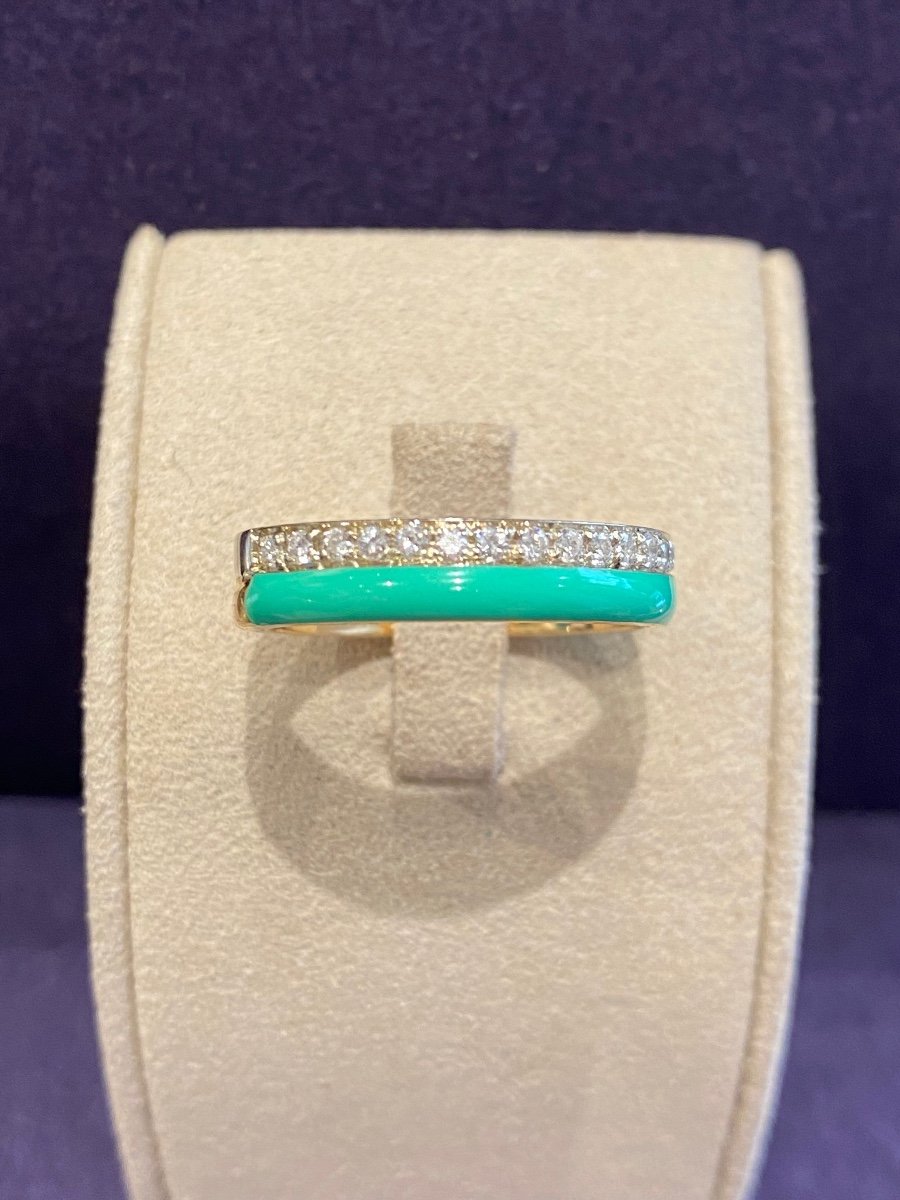 Double Half Alliance Diamonds & Turquoise Enamel