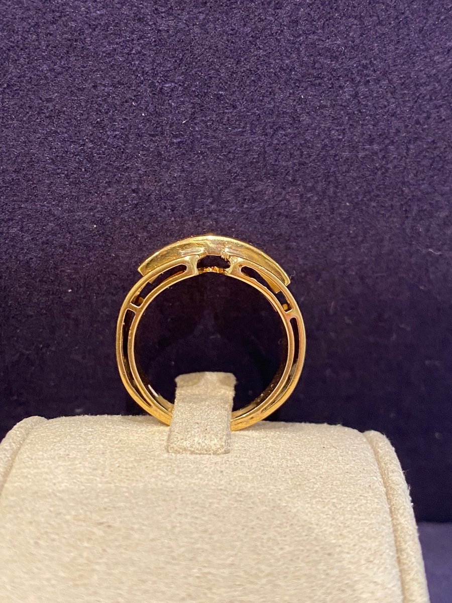 Tank Ring "bridge" Model Yellow Gold & Taper Diamonds-photo-1