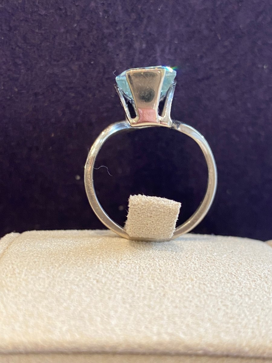 Bague Vintage Or Gris  & Aigue-marine-photo-4