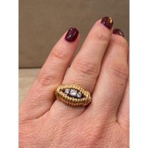 50s Ring In Yellow Gold And Diamonds