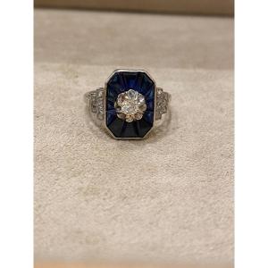 Art Deco Verneuil Sapphire And Diamond Ring