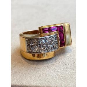 Diamond & Ruby "bridge" Tank Ring