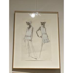 Atelier Balmain Attributed To , Fashion Sketch