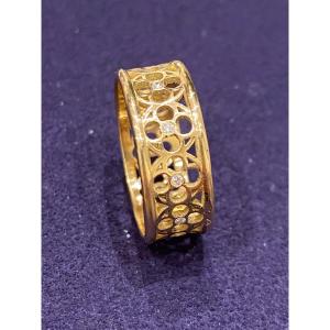 Openwork Gold & Diamond Band Ring