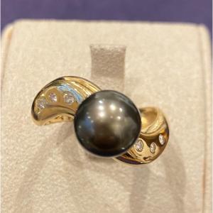 Tahitian Pearl & Diamond Ring