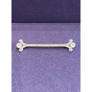 Art Deco Gold & Platinum Diamond Barrette Brooch