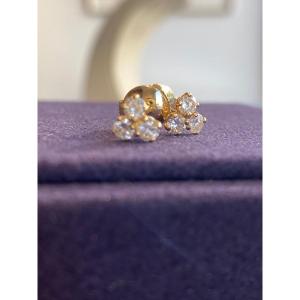 Gold & Diamond Clover Motif Earrings