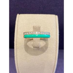 Double Half Alliance Diamonds & Turquoise Enamel