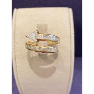 Stylized Snake Ring In Gold & Diamond 