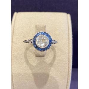 Art Deco Diamond & Sapphire Ring