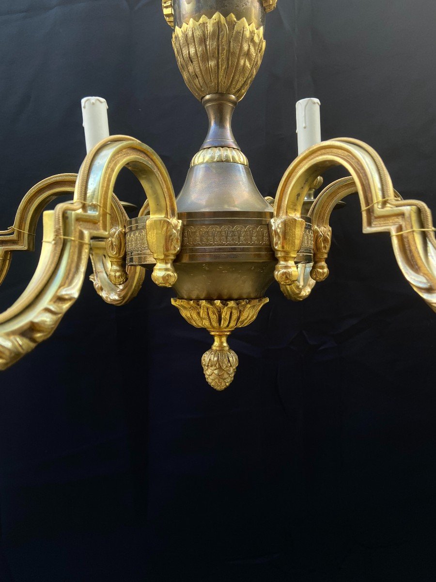 Lustre En Bronze, Style Néoclassique -photo-2