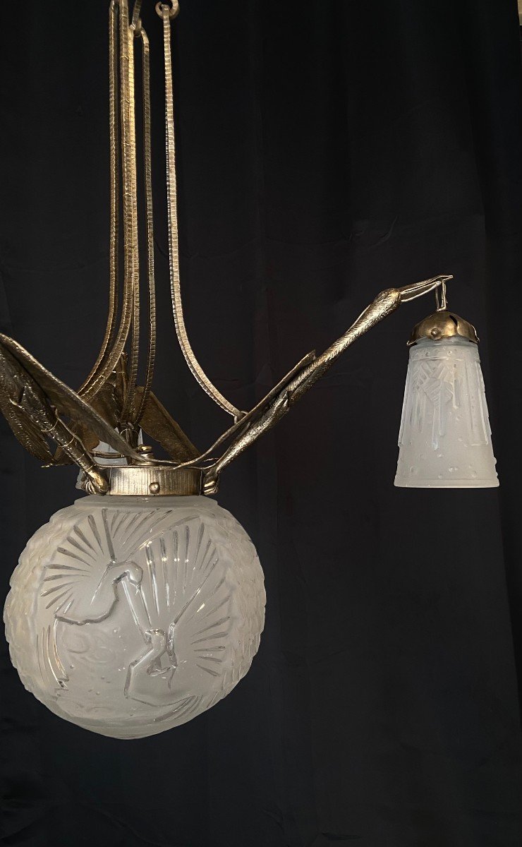 Art Deco Chandelier Signed Muller Freres 