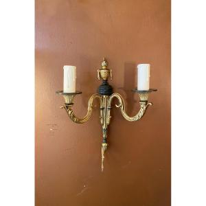 Pair Of Double Patina Wall Lights 