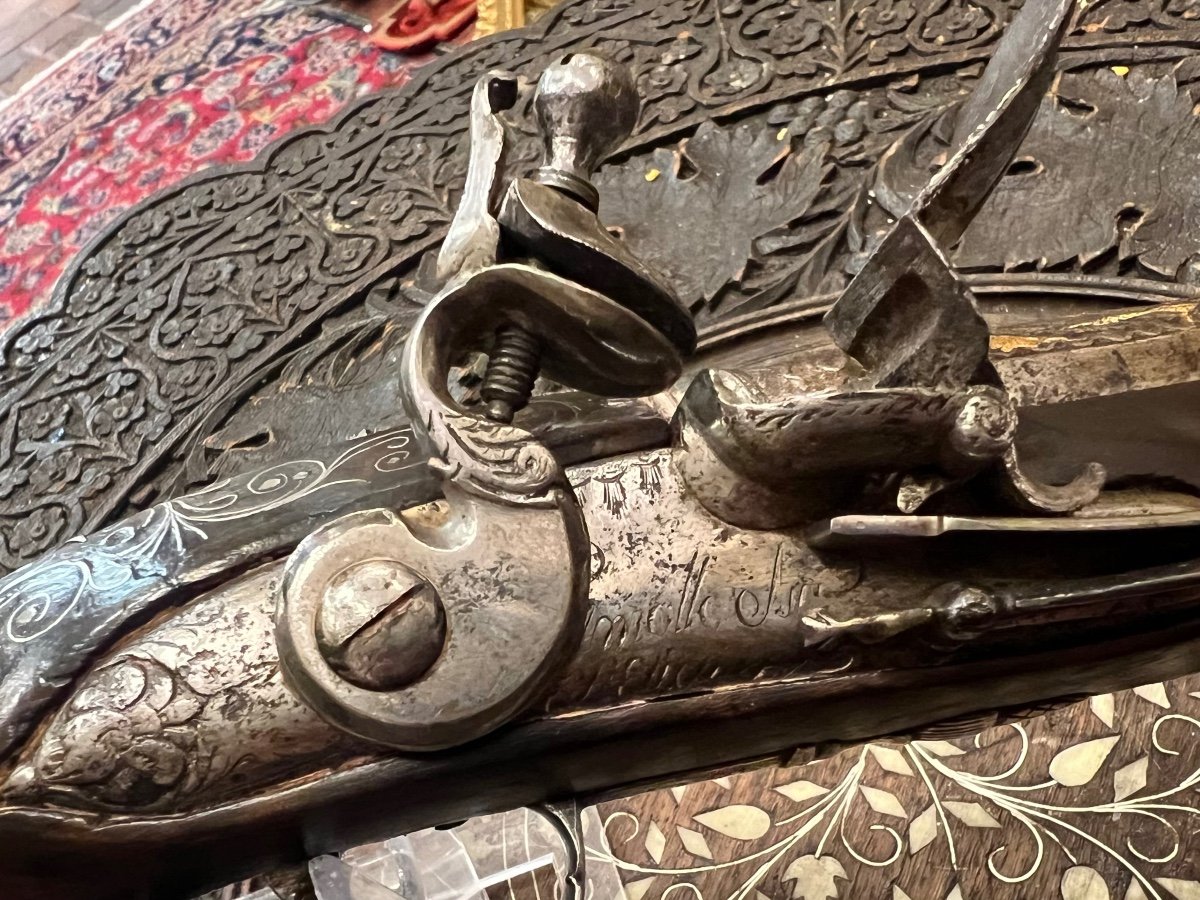Pistolet à Silex Signée Lamotte Leyne à Saint Etienne Pour Le Marché Ottoman Vers 1800-photo-5
