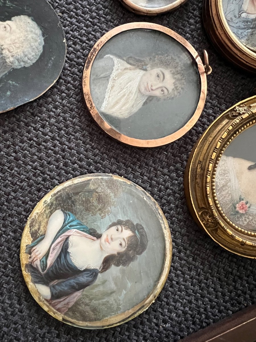 Lot De Portraits Miniature 18eme 19eme -photo-2