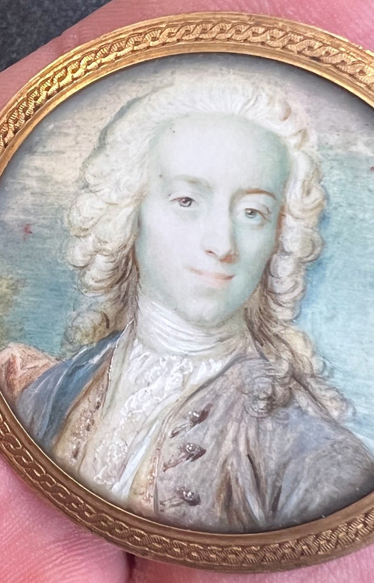 Rare portrait miniature par Jean-baptiste Massé (1687-1767)