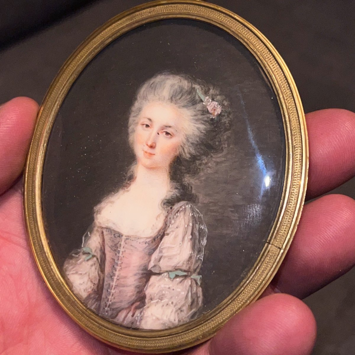 Portrait Miniature Par Adolphe Hall 