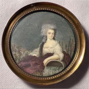 Portrait Miniature Victoire De France 18eme Siècle 