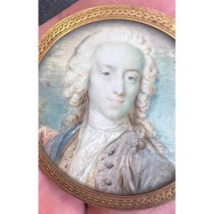 Rare portrait miniature par Jean-baptiste Massé (1687-1767)