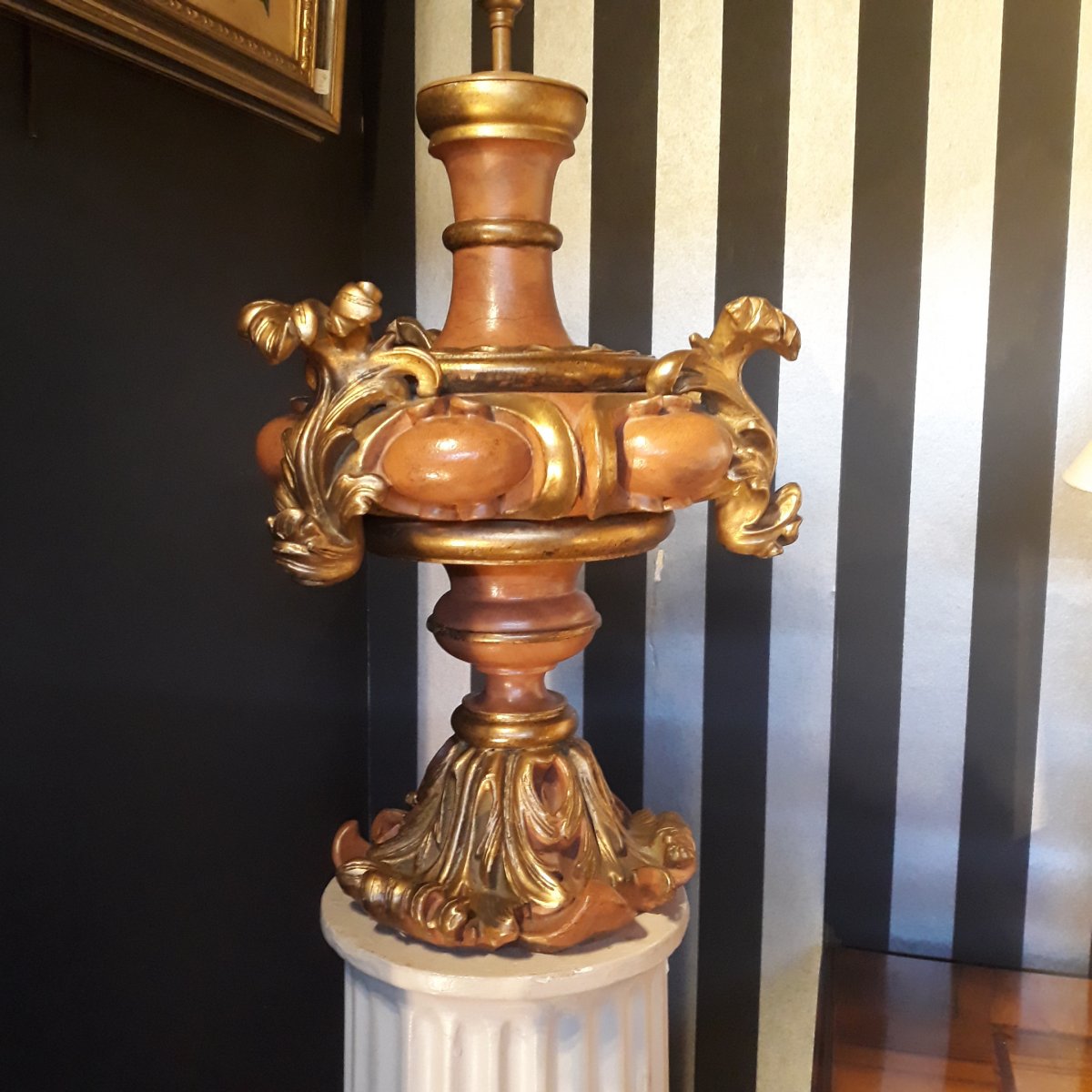 Polychrome Wood Lamp Base