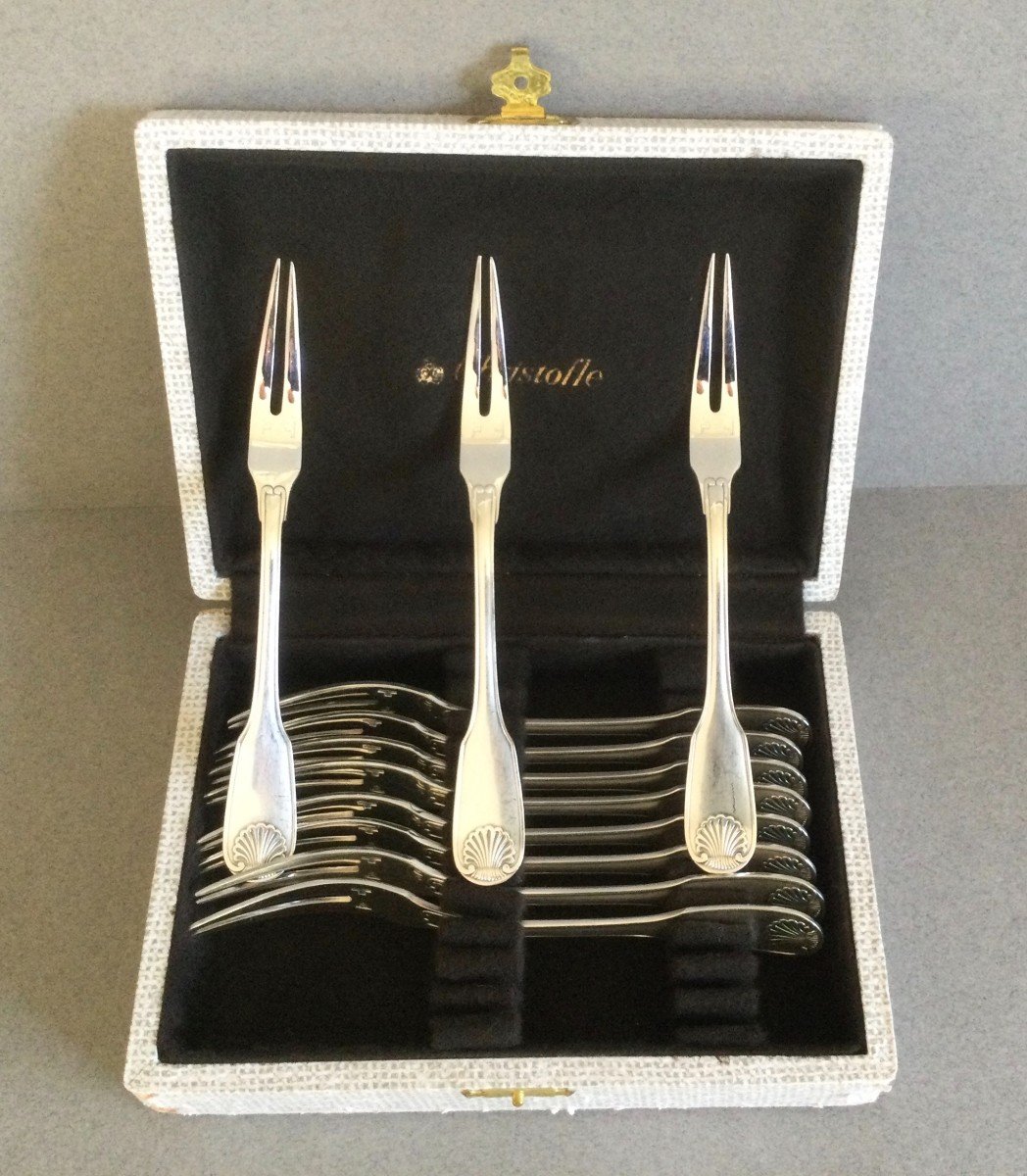 12 Christofle Silver-plated Snail Forks-photo-2