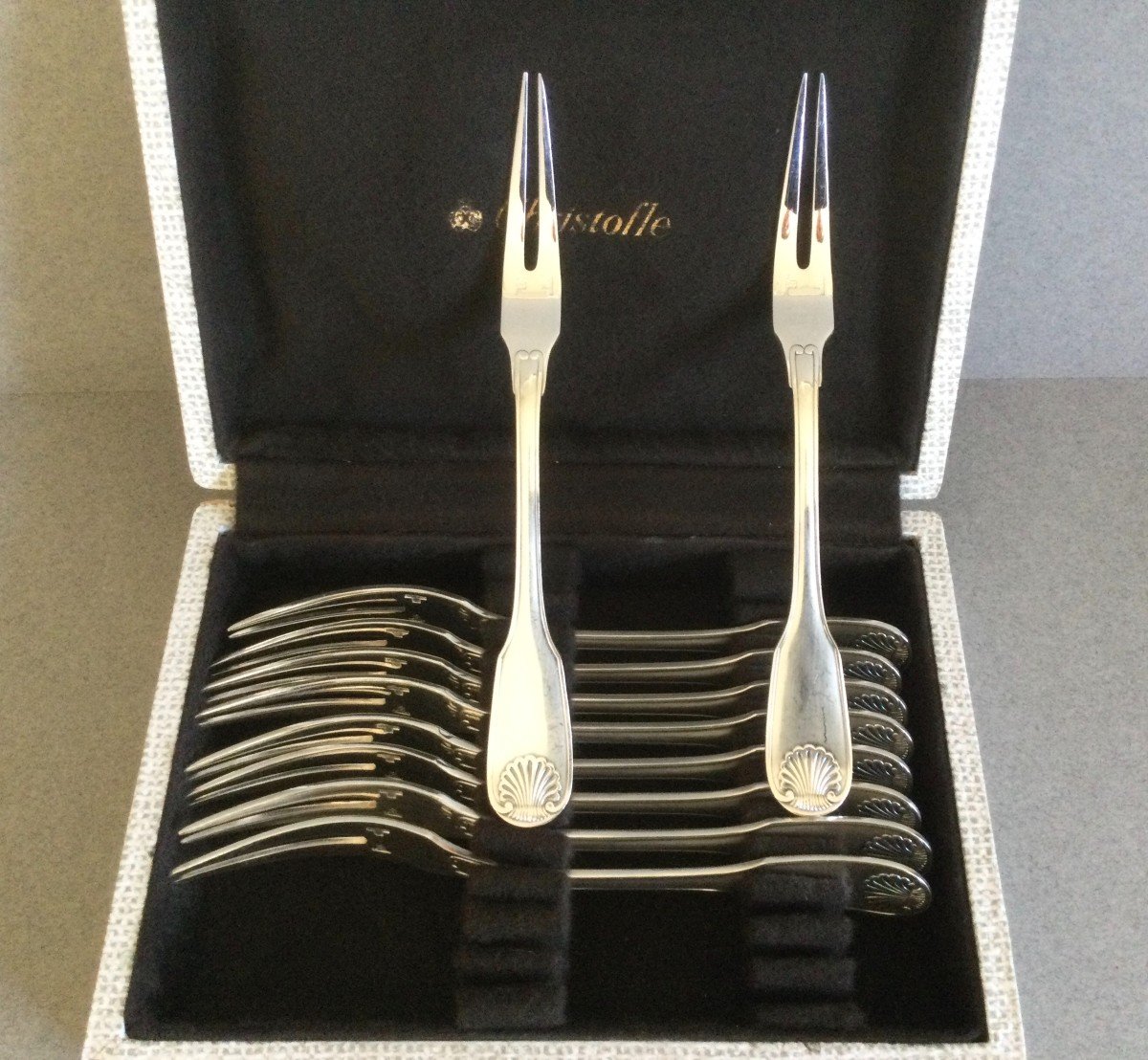 12 Christofle Silver-plated Snail Forks-photo-4