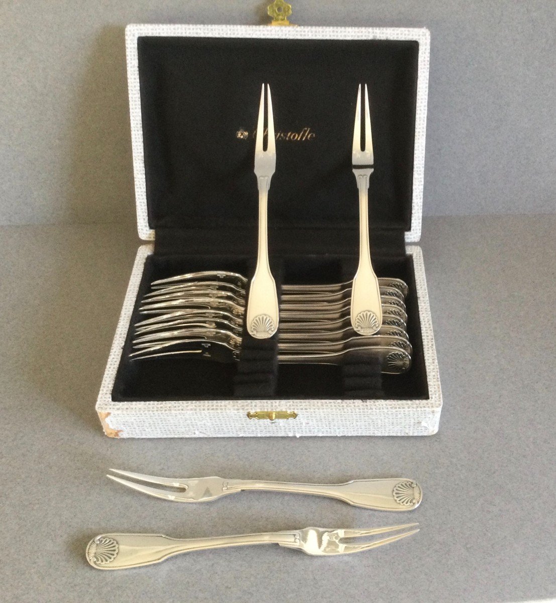 12 Christofle Silver-plated Snail Forks-photo-1