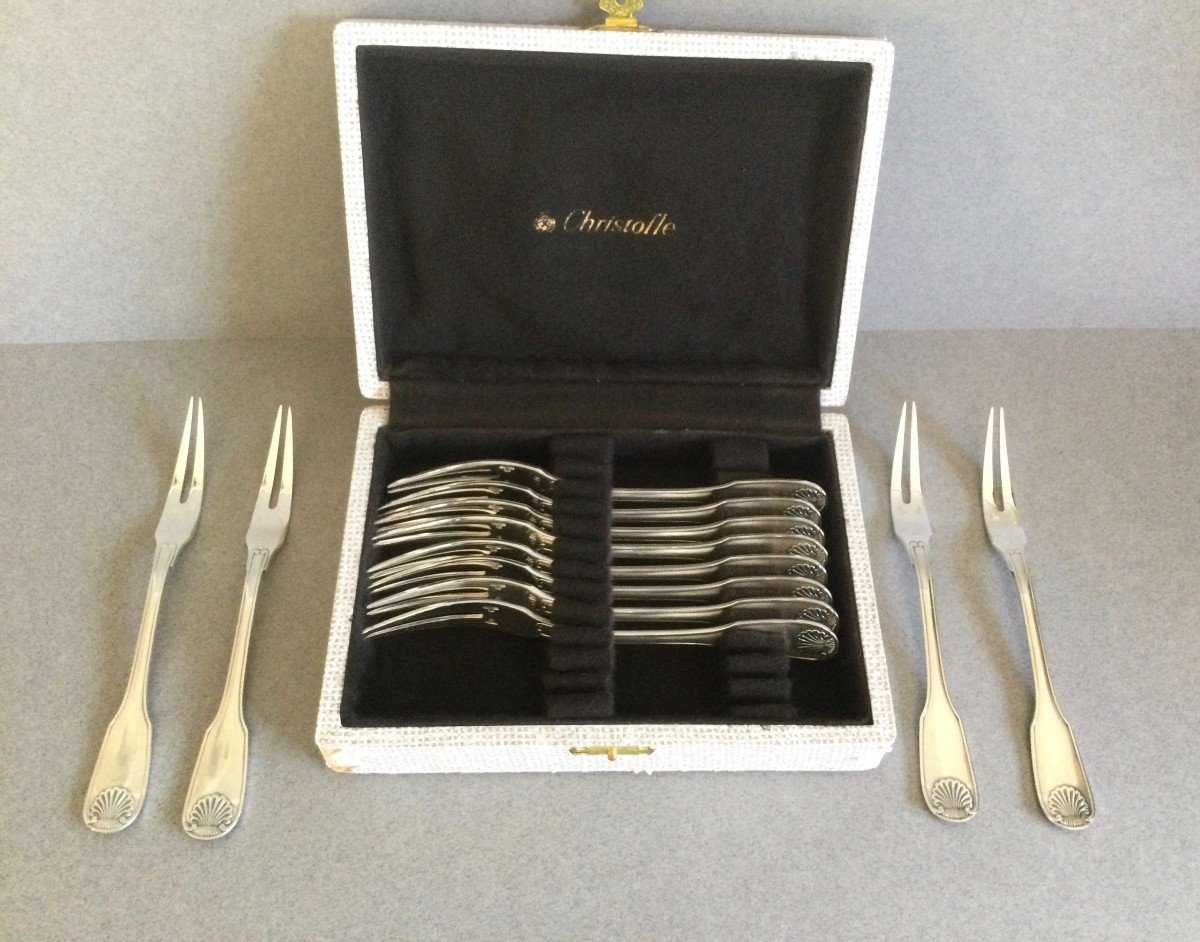 12 Christofle Silver-plated Snail Forks