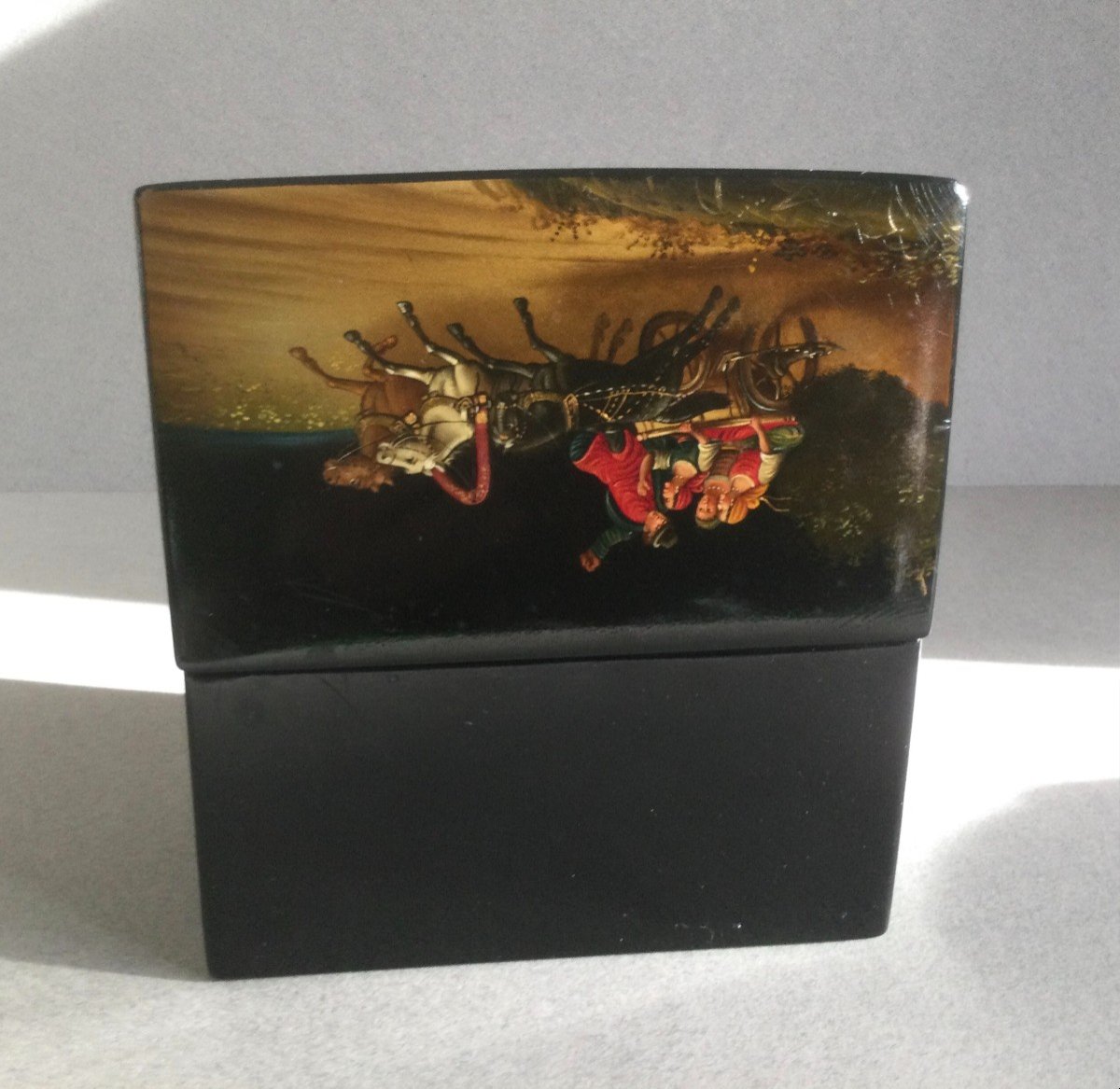 Russian (tea) Box Decorated With A Troika Scene-photo-3