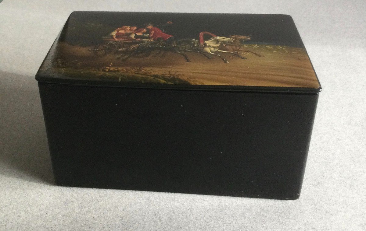 Russian (tea) Box Decorated With A Troika Scene-photo-6