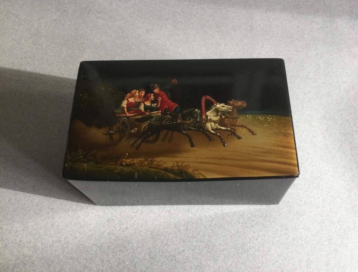 Russian (tea) Box Decorated With A Troika Scene-photo-8