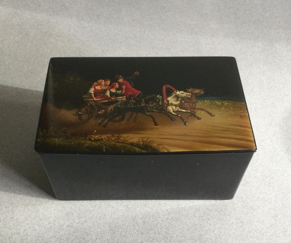 Russian (tea) Box Decorated With A Troika Scene