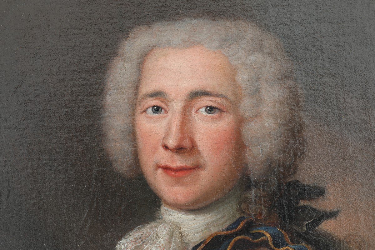 Portrait d'un gentilhomme aristocratique en armure et manteau mauve, huile sur toile c.1720-30 -photo-3