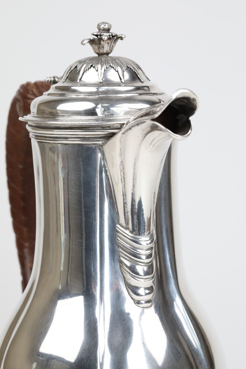 Mons 1745, Cafetière  d'époque Louis XV En Argent Massif-photo-3