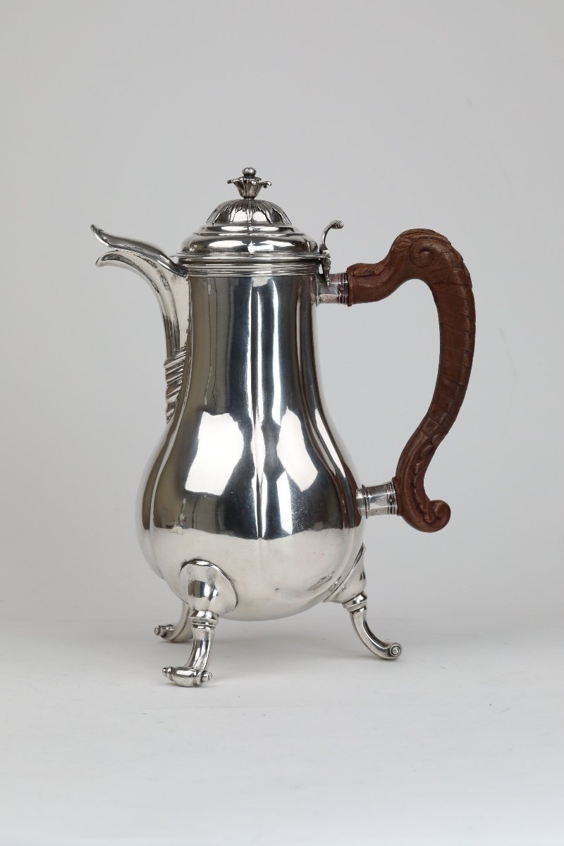 Mons 1745, Cafetière  d'époque Louis XV En Argent Massif