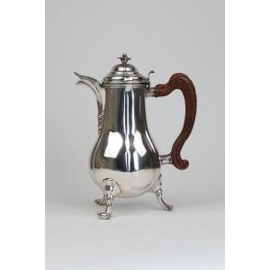 Mons 1745, Cafetière  d'époque Louis XV En Argent Massif