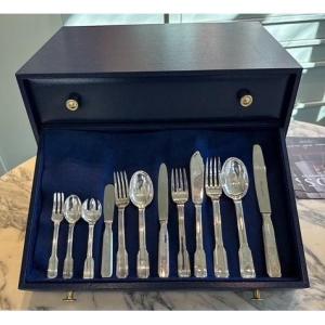 Art Deco Model Cutlery Set - De Ricci Argentieri, Italy - 12 People Composed Of 146 Pieces 