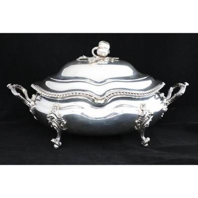 London -1841, Soupière En Argent De l'époque Victorienne Dans Un Style Régence