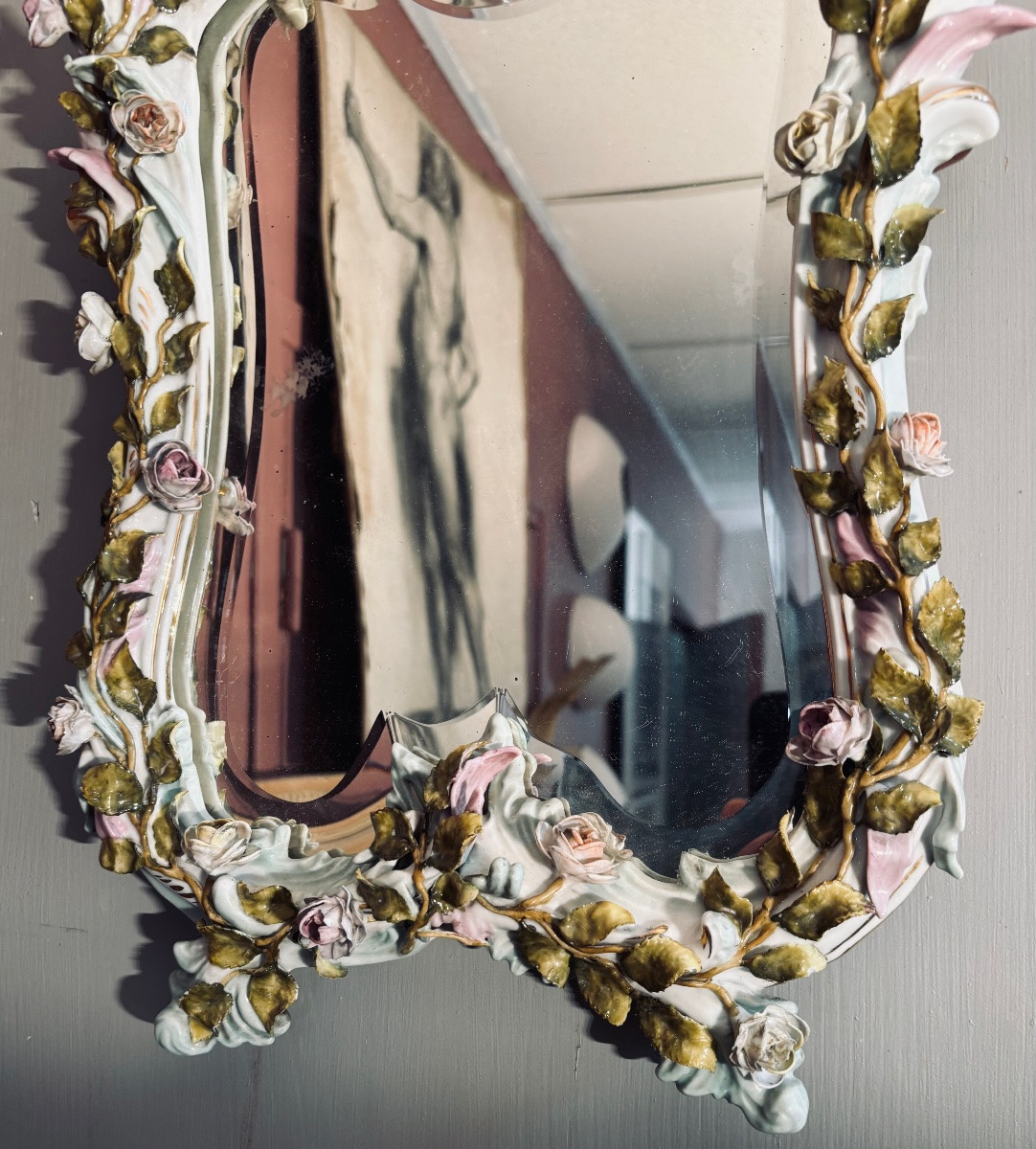 Miroir En Porcelaine 19e Meissen Saxe-photo-2