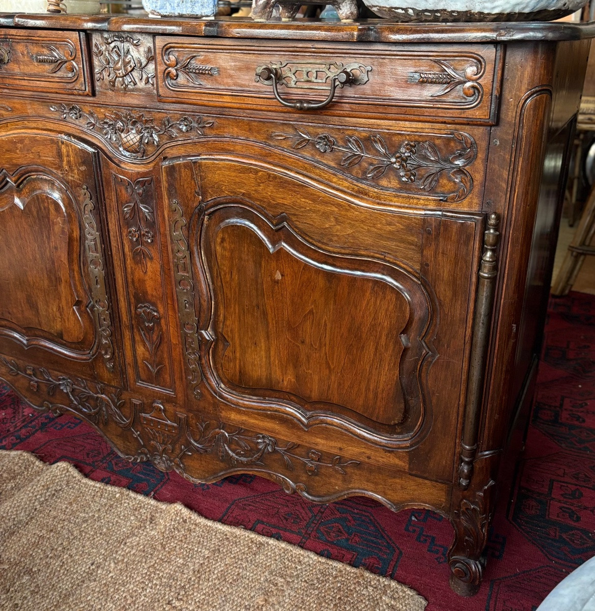 Bahut Provençal Louis XV Arlésien Buffet En Noyer 19e-photo-2