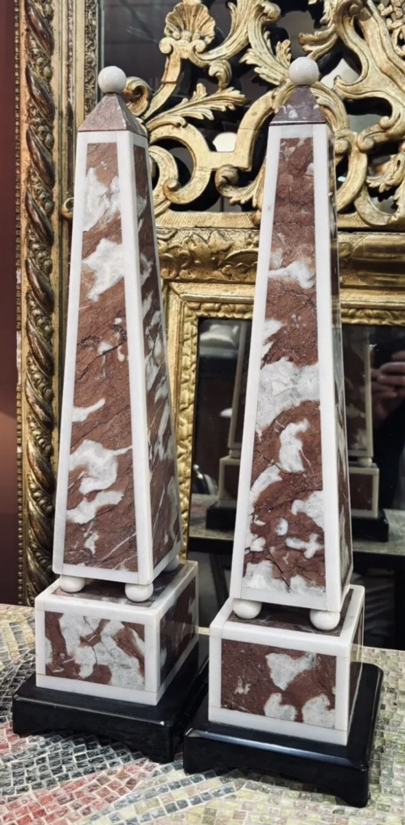 Pair Of Marble Obelisks 1950 -photo-2