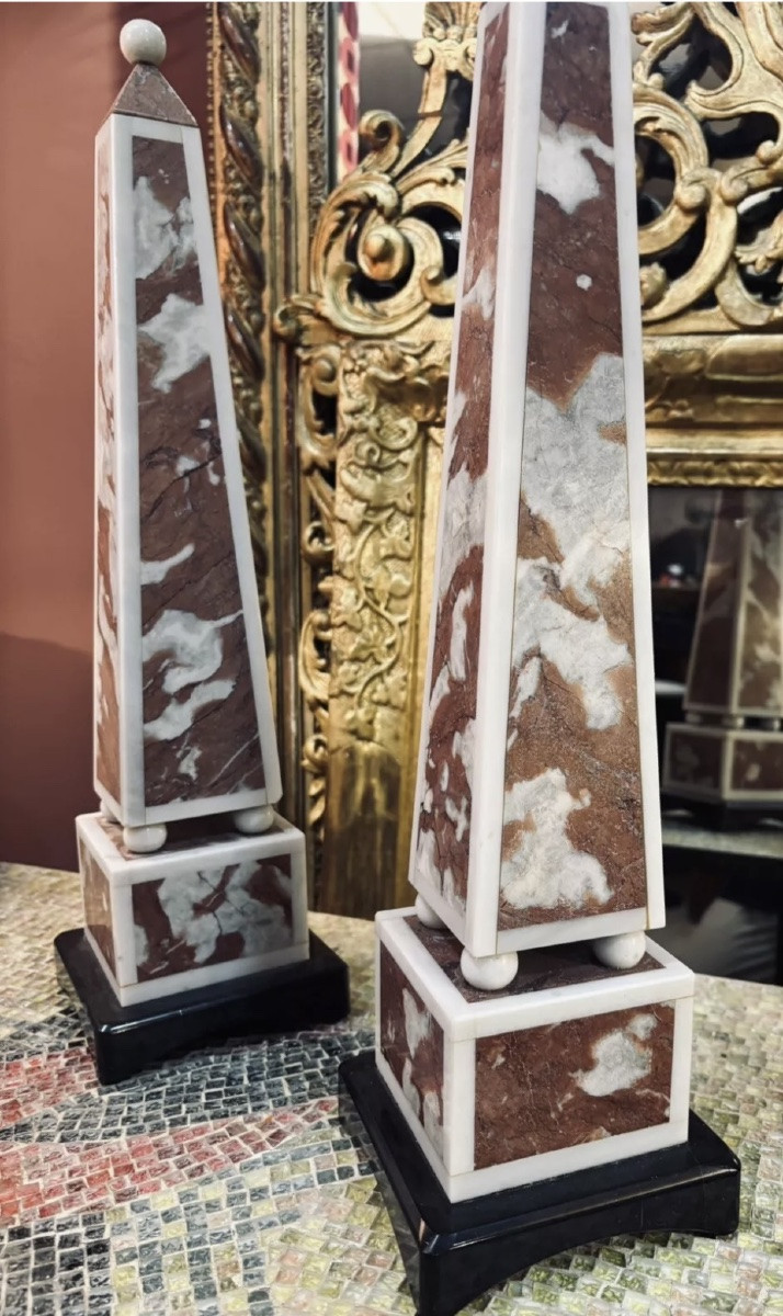 Pair Of Marble Obelisks 1950 -photo-3