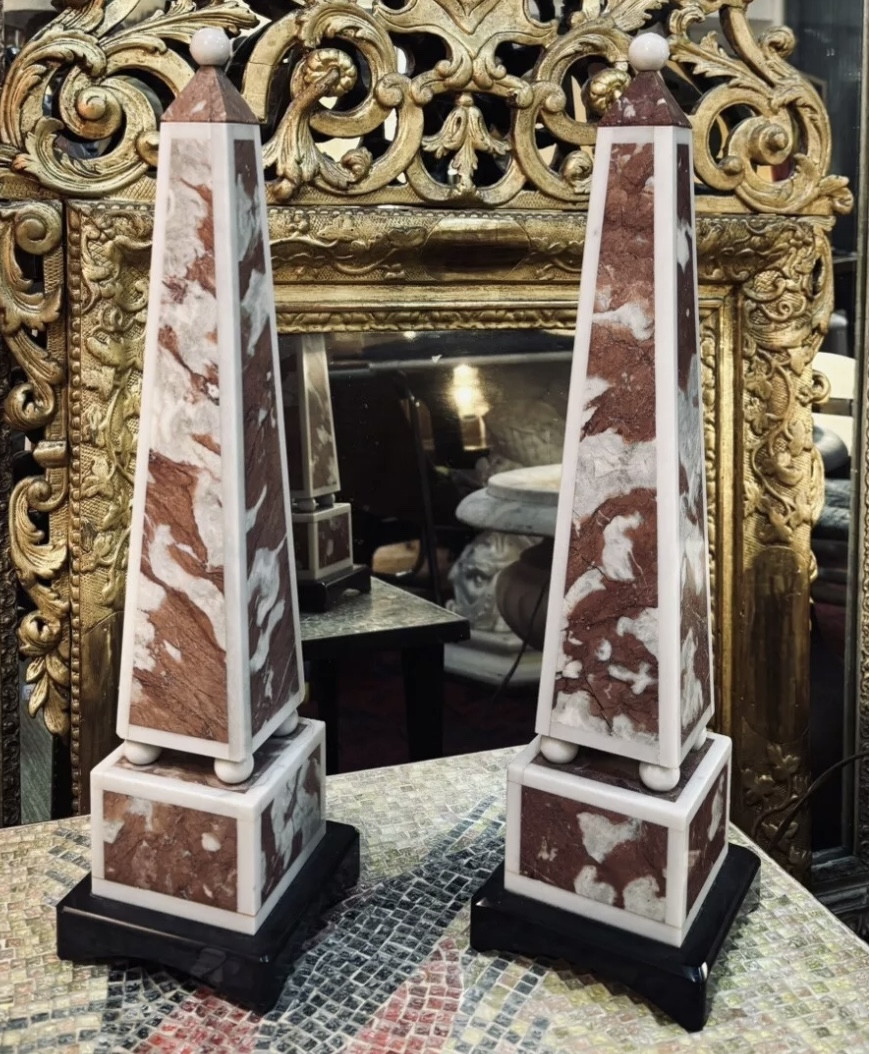 Pair Of Marble Obelisks 1950 