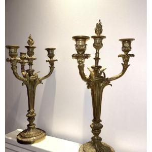 Napoleon III Gilt Bronze Candlesticks 