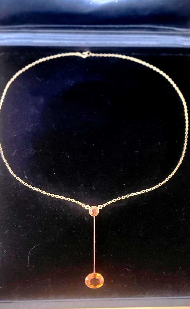 Art Deco Collier - Citrine De Madère En Or 9ct-photo-4