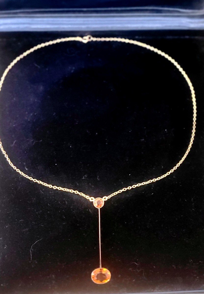 Art Deco Necklace - Madeira Citrine In 9ct Gold-photo-4