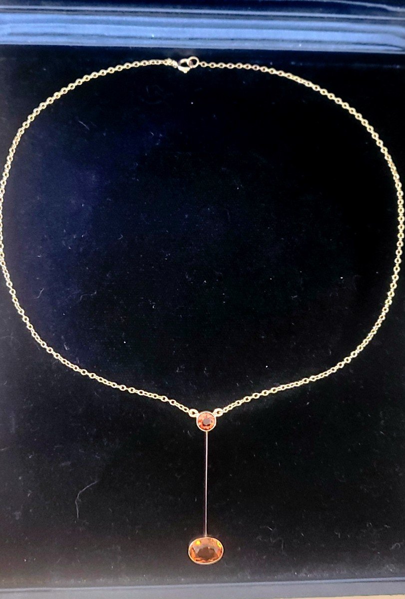 Art Deco Necklace - Madeira Citrine In 9ct Gold