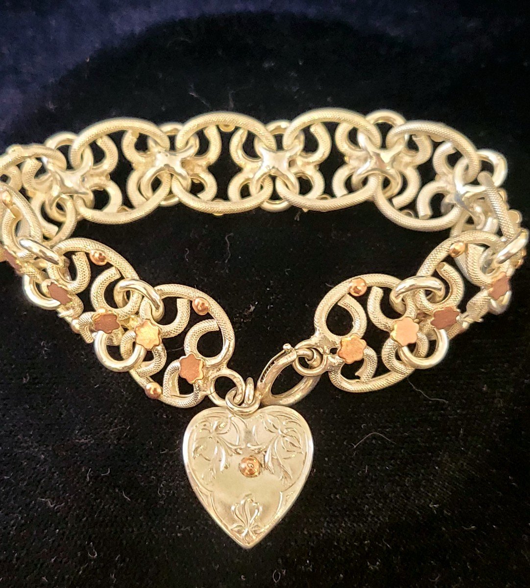 Art Nouveau Silver And Vermeil Bracelet-photo-3