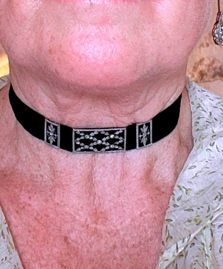 Rare Belle Epoque Platinum And 18ct Gold Choker -photo-3