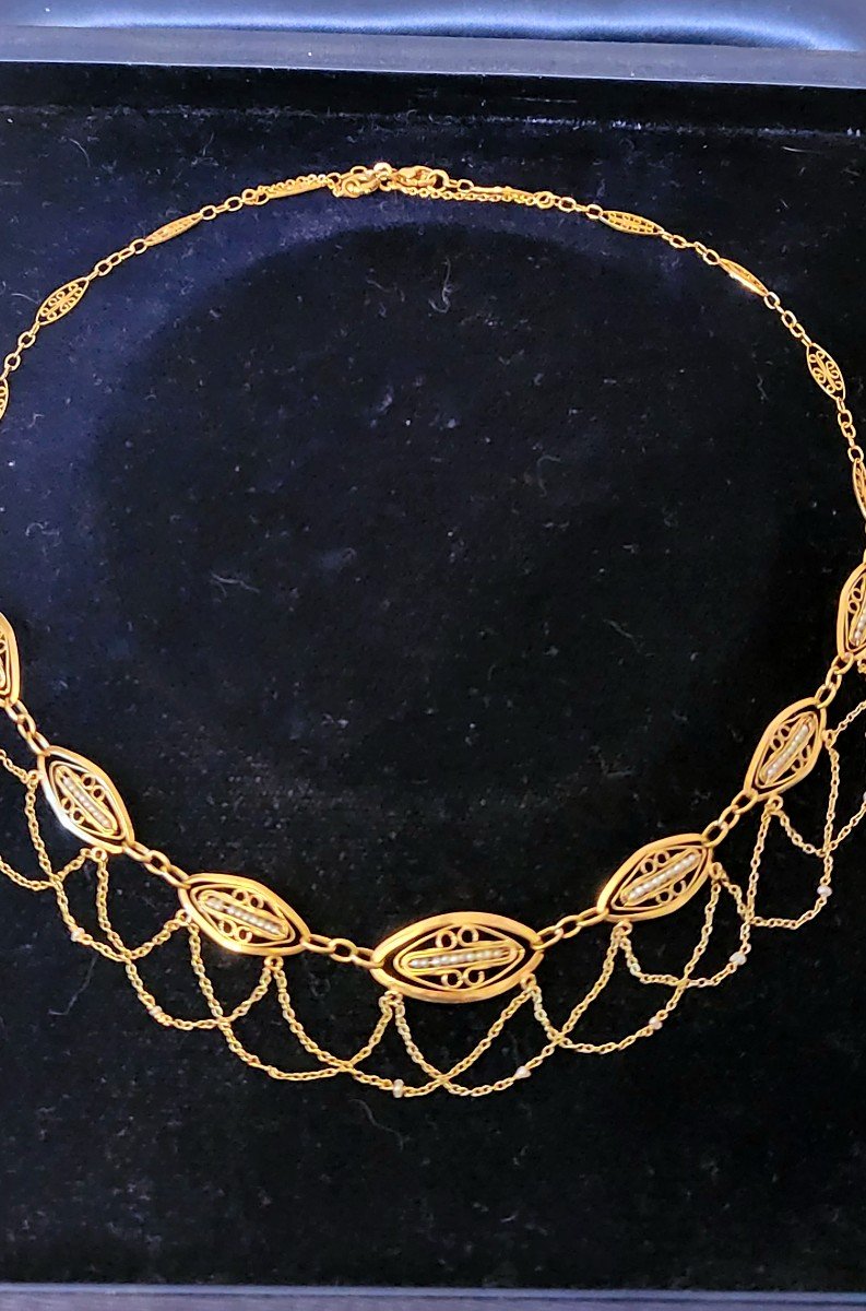 Belle Epoque Festoon Necklace In 18ct Gold-photo-2